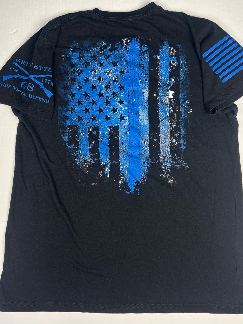 Grunt Style US 1776 Adult Men Large T-Shirt Black Blue American Flag USA Patriot